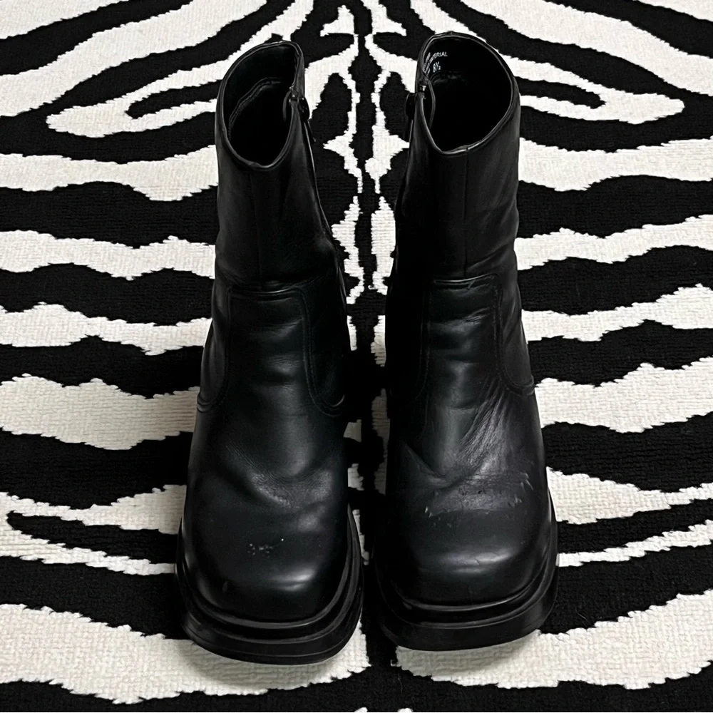 Vintage 90s Y2K SoHo Cobbler Alex Chunky Platform Leather Boots Size 8.5 - Picture 3 of 16